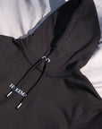 black hoodie with embroidered logo front