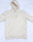 organic cotton and recycled polyester cream hoodie
