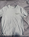 grey organic cotton t-shirt with print on front and back