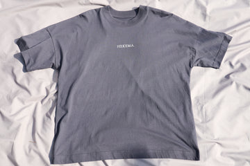 grey organic cotton t-shirt with embroidered logo 