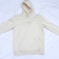 organic cotton and recycled polyester cream hoodie 