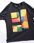 black organic cotton t-shirt with print at front 