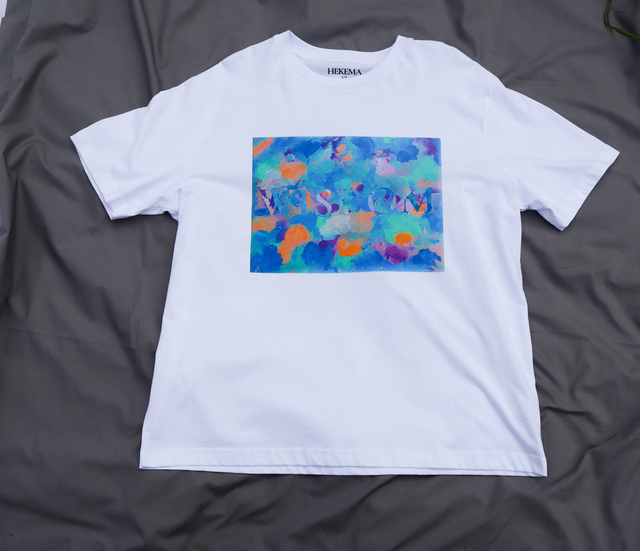 White organic cotton t-shirt with print 